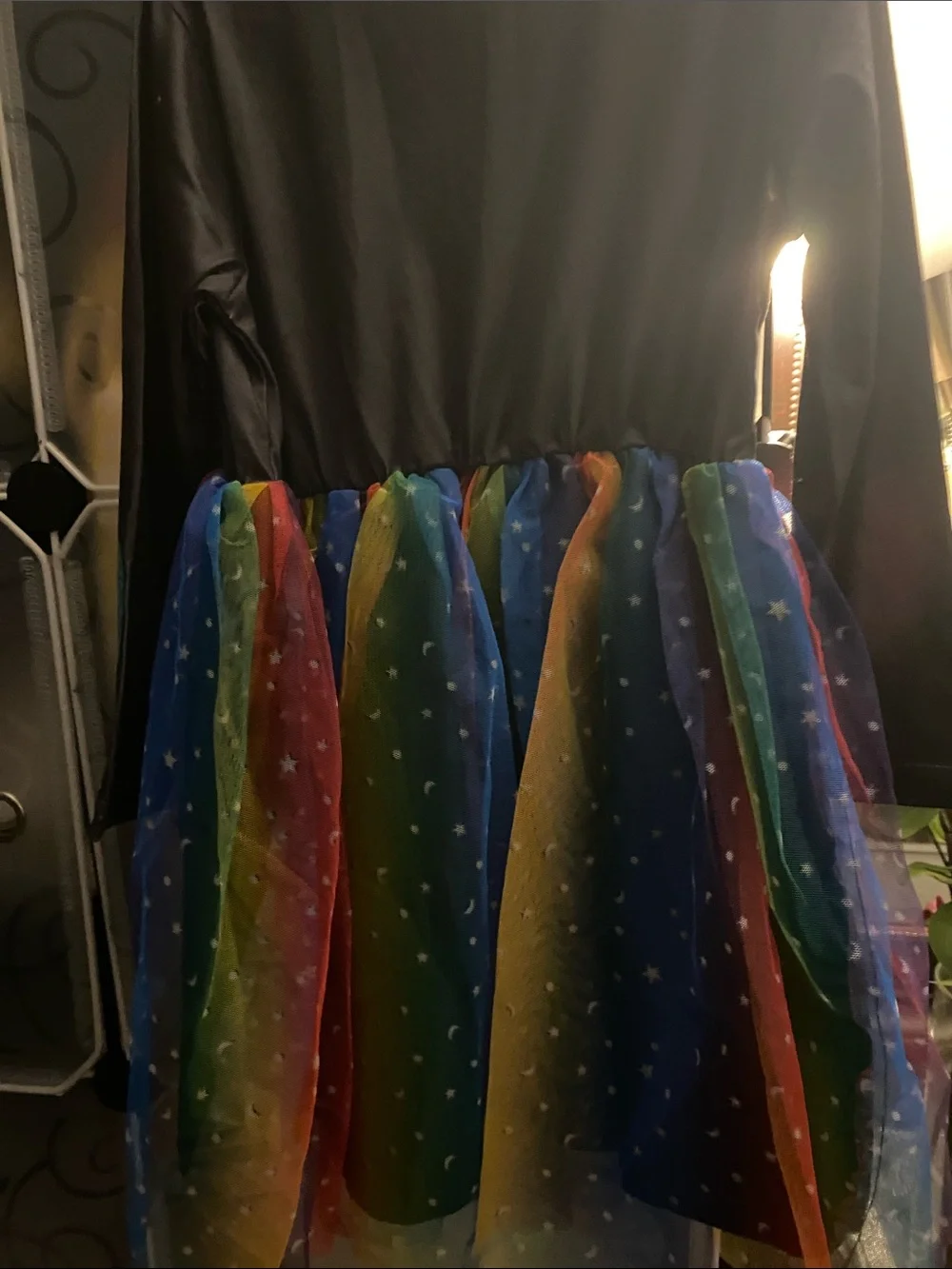 NWOT, Girls Black Rainbow Tulle Dress - Kids Costume